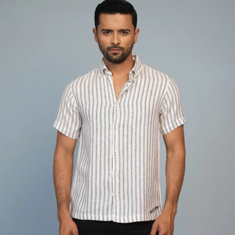 Fancy Stripe Casual Shirt Short Sleeve