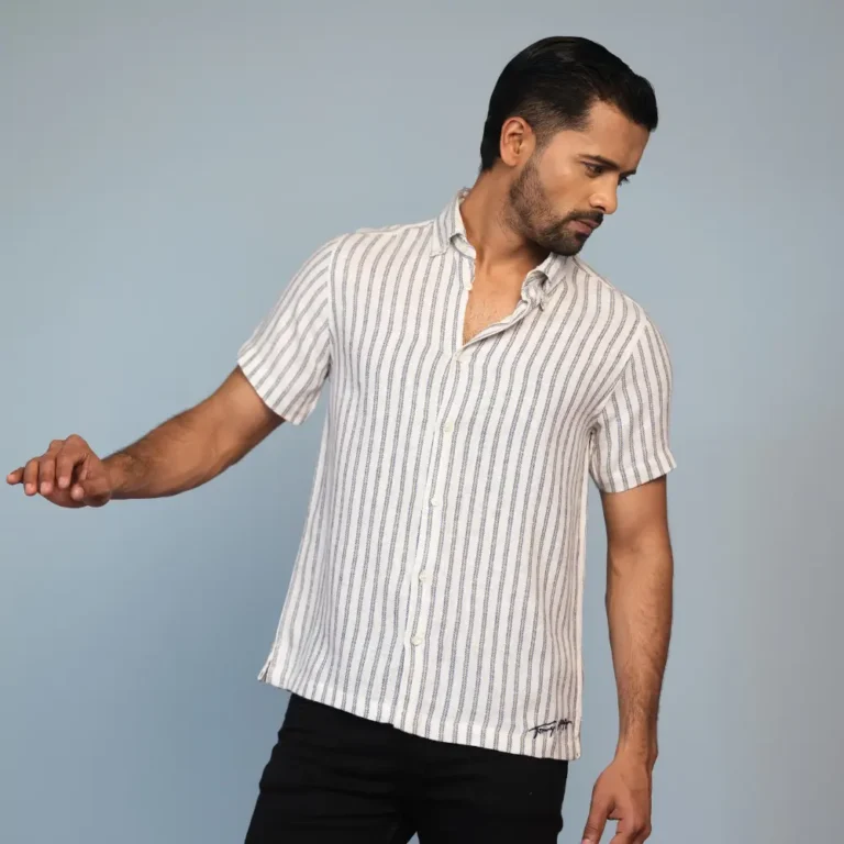 Fancy Stripe Casual Shirt Short Sleeve